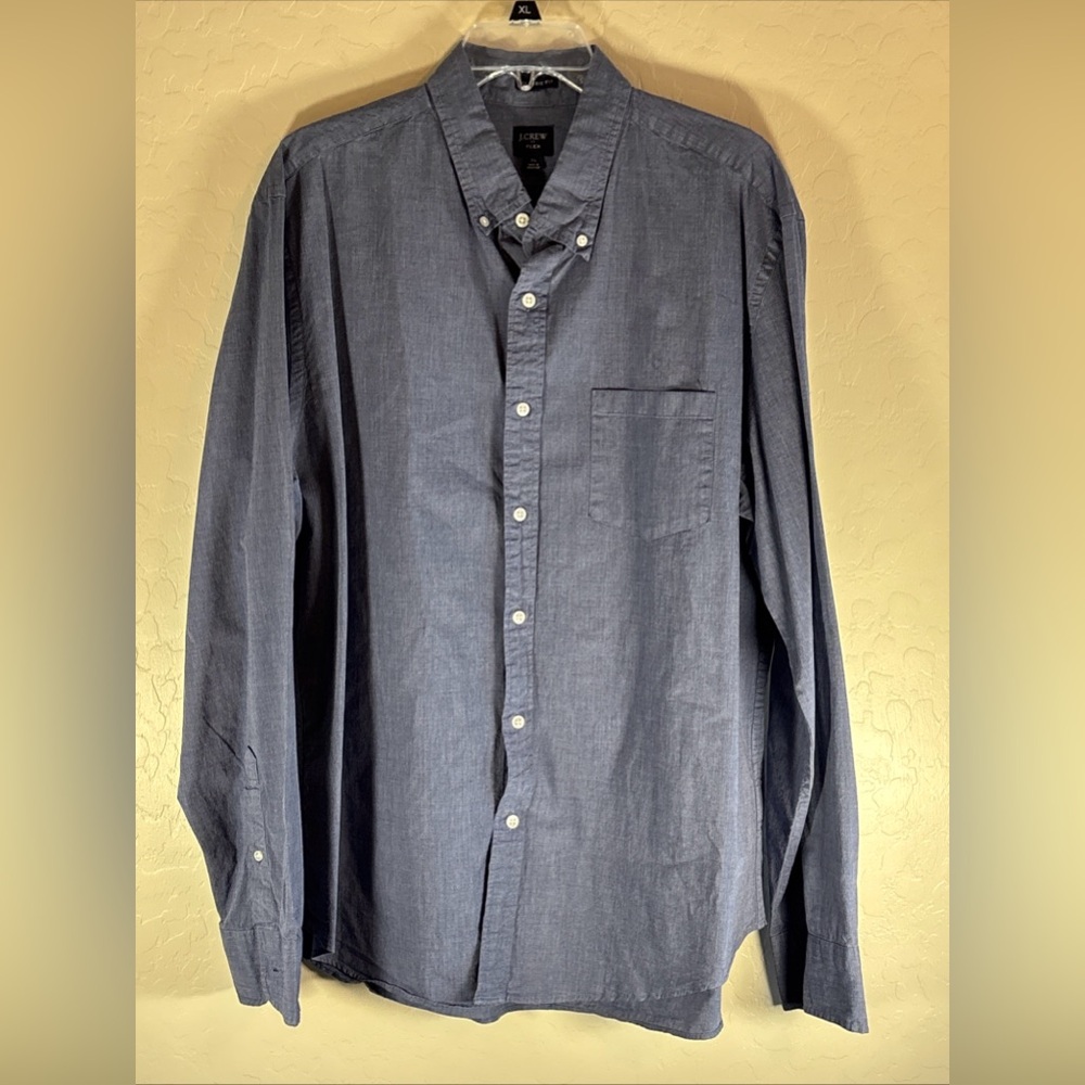 J. Crew Classic Untucked Flex Washed Blue Button Up Long Sleeve Shirt XLarge
